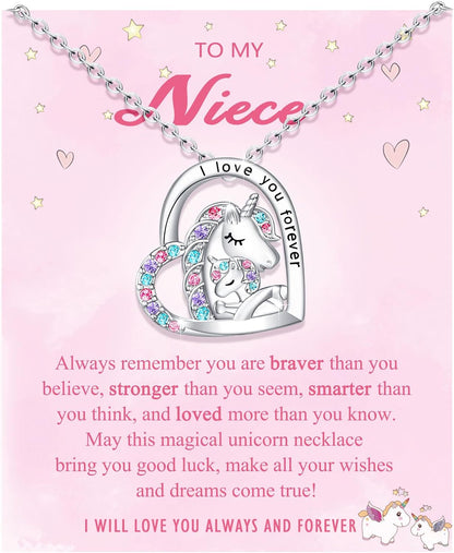 to My Daughter/Granddaughter/Niece Unicorn Necklace, Valentines Birthday Gifts