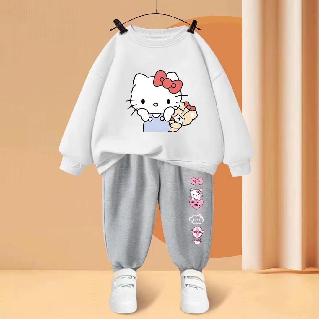 Autumn Baby Girls Clothes Set Children Boy Cartoon Cat Sweatshirts Top and Pants Bottom 2 Pieces Suit Long Sleeve Tracksuits