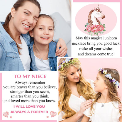 to My Daughter/Granddaughter/Niece Unicorn Necklace, Valentines Birthday Gifts