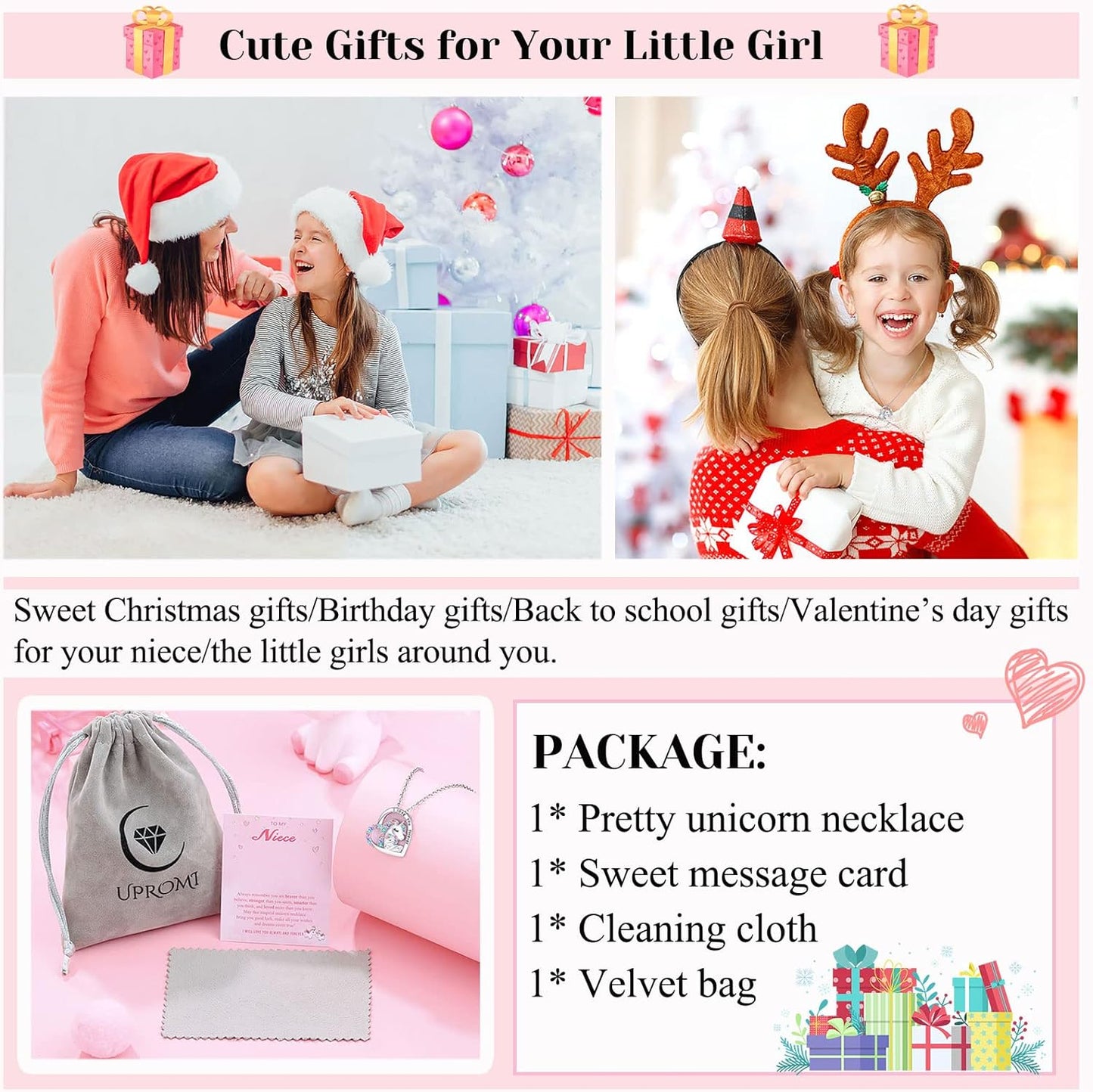 to My Daughter/Granddaughter/Niece Unicorn Necklace, Valentines Birthday Gifts