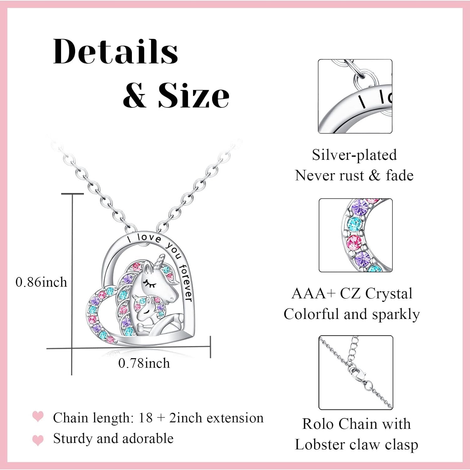 to My Daughter/Granddaughter/Niece Unicorn Necklace, Valentines Birthday Gifts